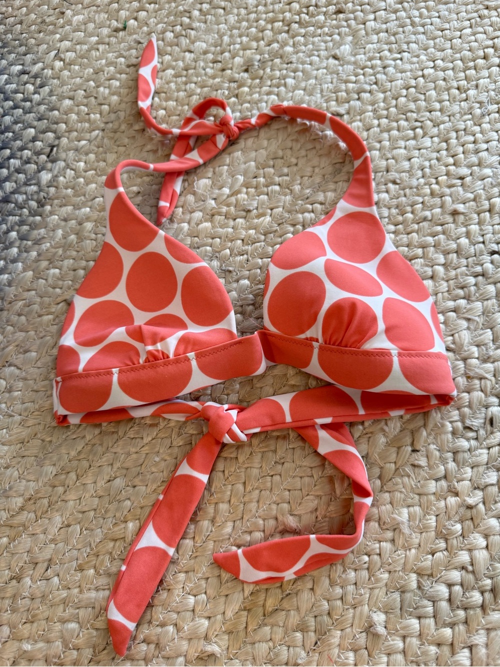 Polka Dot Coral & White Halter Bikini Top Victoria’s Secret  small
